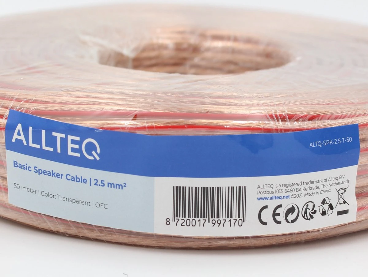Luidspreker Kabel - 2.5mm² - 50 Meter - Op Rol - Allteq 4 Luidspreker Kabel - 2.5mm² - 50 Meter - Op Rol - Allteq - Afbeelding 2