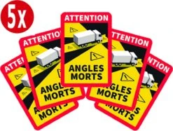 Dode Hoek Sticker - Frankrijk - Vrachtwagen - Camper (5x) | Angles Morts Sticker | Voordeelset