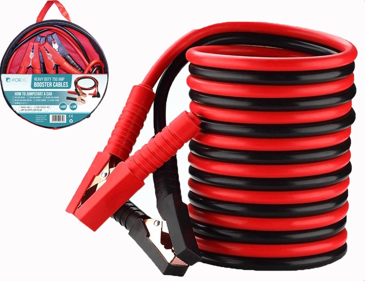 ForDig Startkabels 25 Mm2 / 3.5M / 750A - Incl. Opbergtas - Geschikt Voor Auto / Bus / Tractor / Vrachtwagen / Boot - Start Kabels Met Geïsoleerde Handgrepen - Starthulp Kabel 3 ForDig Startkabels 25 Mm2 / 3.5M / 750A - Incl. Opbergtas - Geschikt Voor Auto / Bus / Tractor / Vrachtwagen / Boot - Start Kabels Met Geïsoleerde Handgrepen - Starthulp Kabel