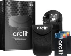 Arclit® | 2x Autosleutel RFID Anti-Diefstal Beschermhoes + 2x RFID Kaarthouders | 2Pack | Keyless Entry Beveiliging Hoesje | Signaal Blokkerende Beschermhoes | Voordeelverpakking