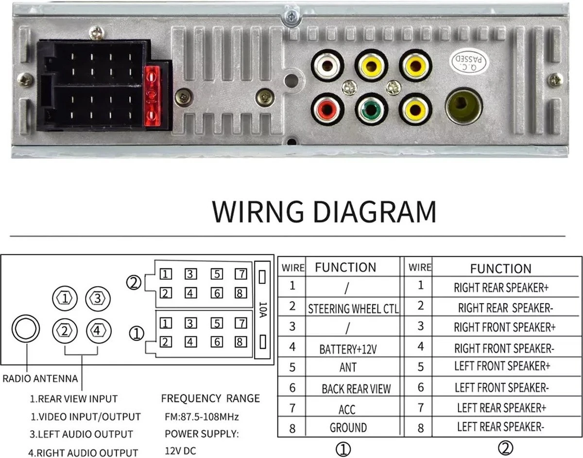 1-Din Autoradio Met Scherm | Bluetooth & USB 8 1-Din Autoradio Met Scherm | Bluetooth & USB - Afbeelding 6