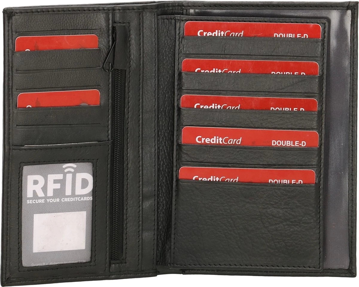 Double-D - Leren Etui Voor Paspoort Autopapieren En Pasjes RFID - Unisex - Zwart 9 Double-D - Leren Etui Voor Paspoort Autopapieren En Pasjes RFID - Unisex - Zwart - Afbeelding 7
