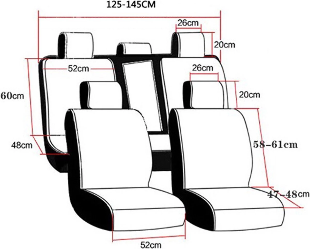ELUTO Autostoelhoezen - Complete Set Van 5 Stoelen - Universeel - Zwart En Rood 12 ELUTO Autostoelhoezen - Complete Set Van 5 Stoelen - Universeel - Zwart En Rood - Afbeelding 10