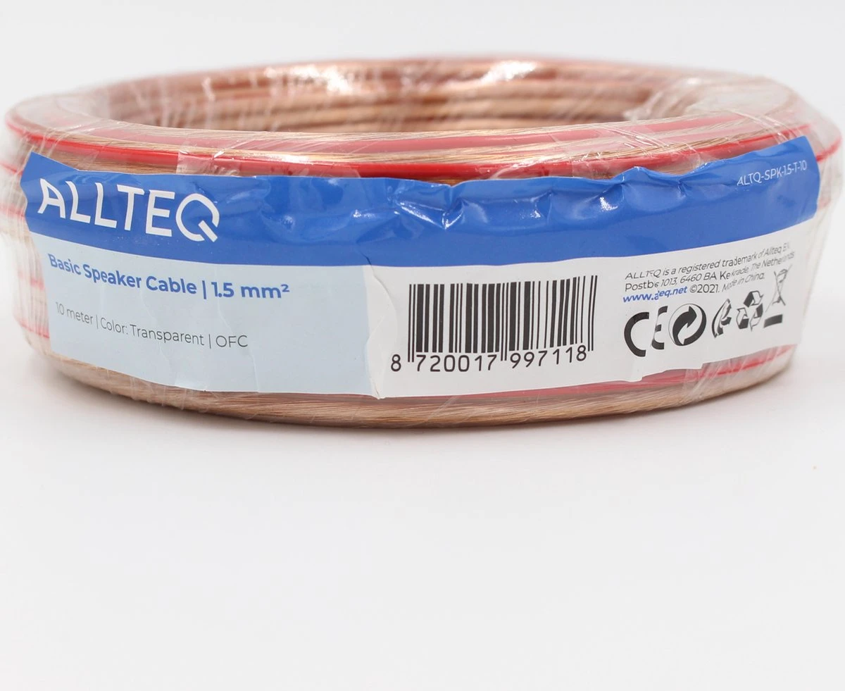 Luidspreker Kabel - 1.5mm² - 10 Meter - Op Rol - Allteq 4 Luidspreker Kabel - 1.5mm² - 10 Meter - Op Rol - Allteq - Afbeelding 2
