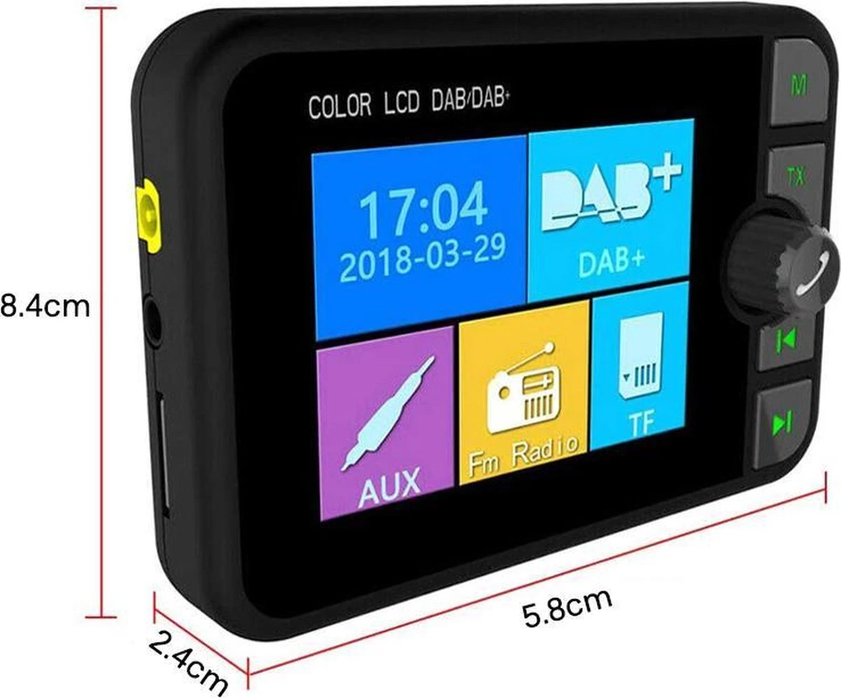 Auto DAB / DAB + Radioadapter 2,4 "LCD Bluetooth FM-zender Handsfree Bellen Carkit MP3-speler Muziekontvanger, Draagbare Digitale Radio Met USB-poort / SD-kaart / AUX-uitgang / DAB-antenne 9 Auto DAB / DAB + Radioadapter 2,4 "LCD Bluetooth FM-zender Handsfree Bellen Carkit MP3-speler Muziekontvanger, Draagbare Digitale Radio Met USB-poort / SD-kaart / AUX-uitgang / DAB-antenne - Afbeelding 7