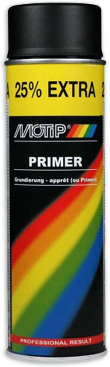 Motip Verf Primer Grondverf 6 Stuks Spuitbus Primer Zwart Sneldrogend 500 ML Voor Metaal , Hout, Aluminium En Steen - 25 % EXTRA 4 Motip Verf Primer Grondverf 6 Stuks Spuitbus Primer Zwart Sneldrogend 500 ML Voor Metaal , Hout, Aluminium En Steen - 25 % EXTRA - Afbeelding 2