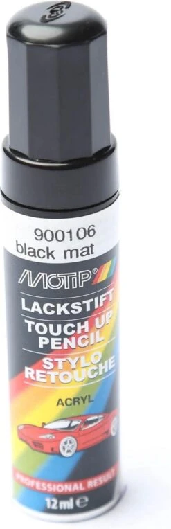 Motip 900106 - Auto Lakstift - Mat Zwart - 12 Ml