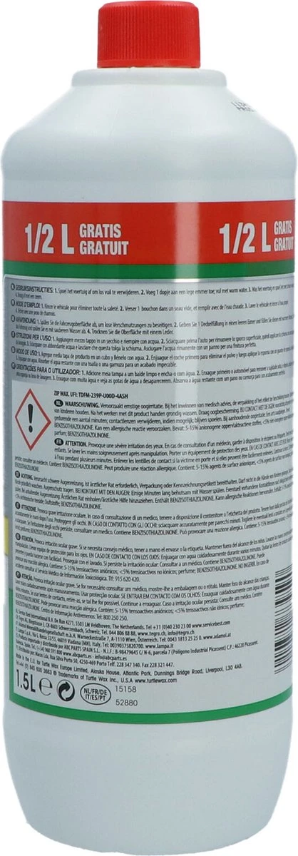 Turtle Wax 52880 Zip Wax Autoshampoo - 1,5 Liter 14 Turtle Wax 52880 Zip Wax Autoshampoo - 1,5 Liter - Afbeelding 12