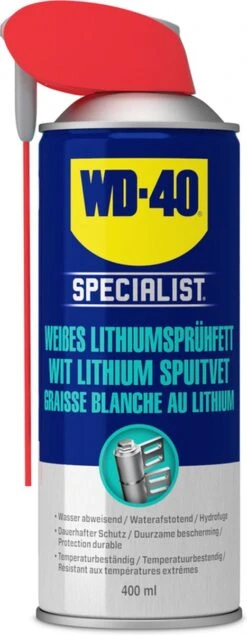 WD-40 Specialist® Wit Lithium Spuitvet - 400ml - Smeervet - Smeermiddel - Werkt Uitstekend Bij Metaal-op-metaal Mechanismen