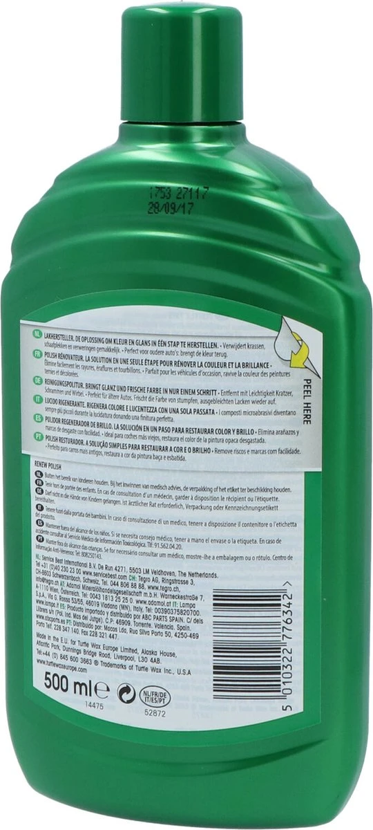 Turtle Wax 52872 GL Renew Polish - 500ml - Polijstmiddel - Krassenverwijderaar 6 Turtle Wax 52872 GL Renew Polish - 500ml - Polijstmiddel - Krassenverwijderaar - Afbeelding 4