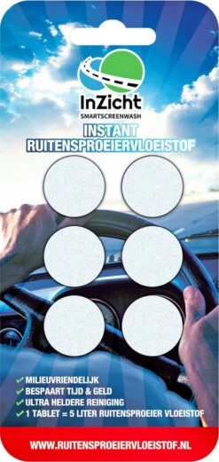 Ruitensproeiervloeistof 6 Inzicht Tabletten In Blister | Methanol Vrij | Maakt 30 Liter Ruitenwisservloeistof | Screenwash Tabletten Zijn Nieuw En Ook Nog Eens Heel Milieuvriendelijk In Gebruik | Bestel Meer Blister Verpakking En Pak Je Korting!