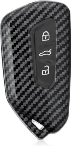 Kwmobile Autosleutelhoes Voor VW Golf 8 3-knops Autosleutel - Hardcover Beschermhoes - Carbon Design - Zwart -Auto-Onderdelenwinkel 589x1200 3