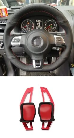 No Name Vw Polo 6R GTI GT TSI TDI Red Aluminium DSG Flipper Paddle Flippers Schakel F1 Stuur Stuurwiel