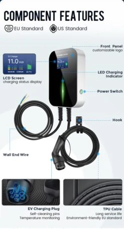 BESEN 11 Kw Wallbox EV Charger | Fase 3 - 16A | 6 Meter Laadkabel Type 2 | Smartcharge Laadpaal | APP - Bluetooth - IOS - Android 11 BESEN 11 Kw Wallbox EV Charger | Fase 3 - 16A | 6 Meter Laadkabel Type 2 | Smartcharge Laadpaal | APP - Bluetooth - IOS - Android -Auto-Onderdelenwinkel 651x1200