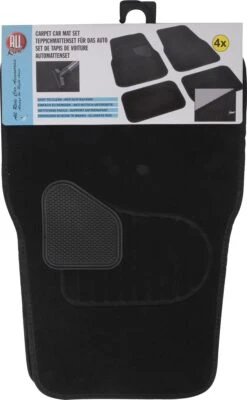 All Ride Set Automatten - 4 Stuks - Universeel - Makkelijk Te Reinigen - Anti-Slip - Chauffeur En Bijrijder 58 X 38 CM - Achterbank 25 X 38 CM - Zwart -Auto-Onderdelenwinkel 741x1200