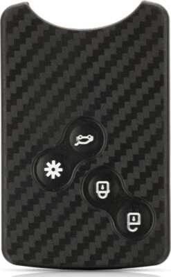 Merkloos Zachte Carbon Sleutelcover Met Knoppen - Renault / Dacia - Sleutelhoesje Voor Renault Clio / Megane / Scenic / Captur / Laguna / Zoë / Koleos / Logan / Duster / Sandero - Siliconen Materiaal - Sleutel Hoesje Cover - Renault Auto Accessoires