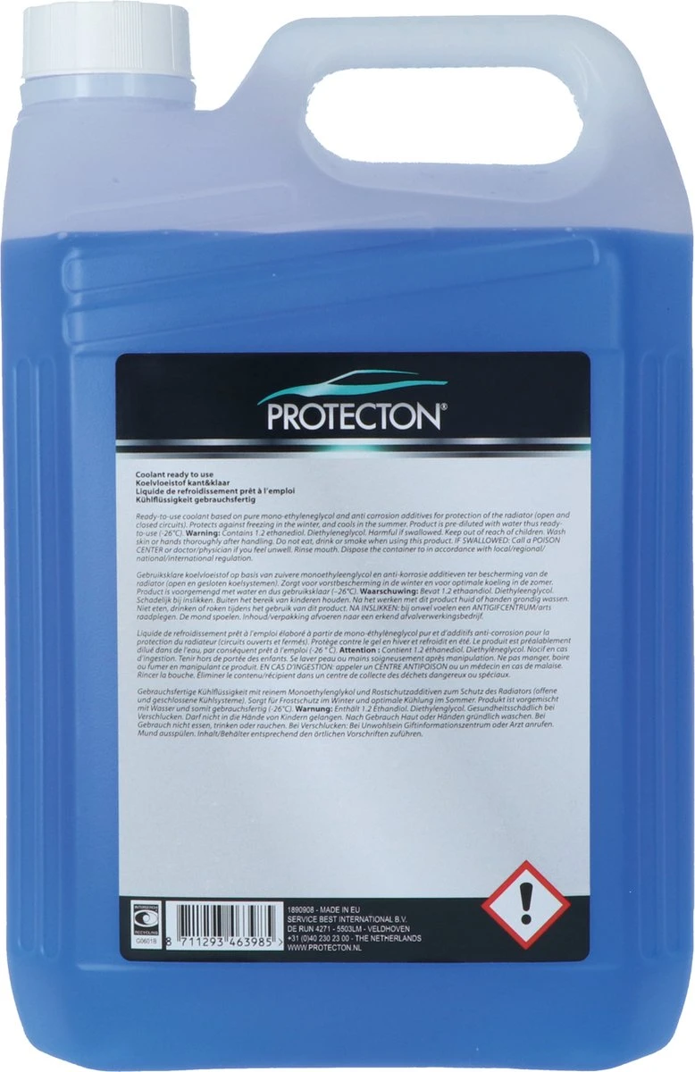 Protecton Koelvloeistof Auto Blauw | 5 Liter | Beschermt Tegen Corrosie En Vorst | Kant En Klaar 4 Protecton Koelvloeistof Auto Blauw | 5 Liter | Beschermt Tegen Corrosie En Vorst | Kant En Klaar - Afbeelding 2