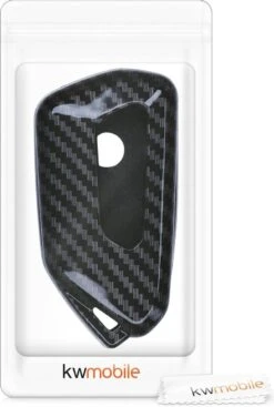 Kwmobile Autosleutelhoes Voor VW Golf 8 3-knops Autosleutel - Hardcover Beschermhoes - Carbon Design - Zwart -Auto-Onderdelenwinkel 808x1200 2