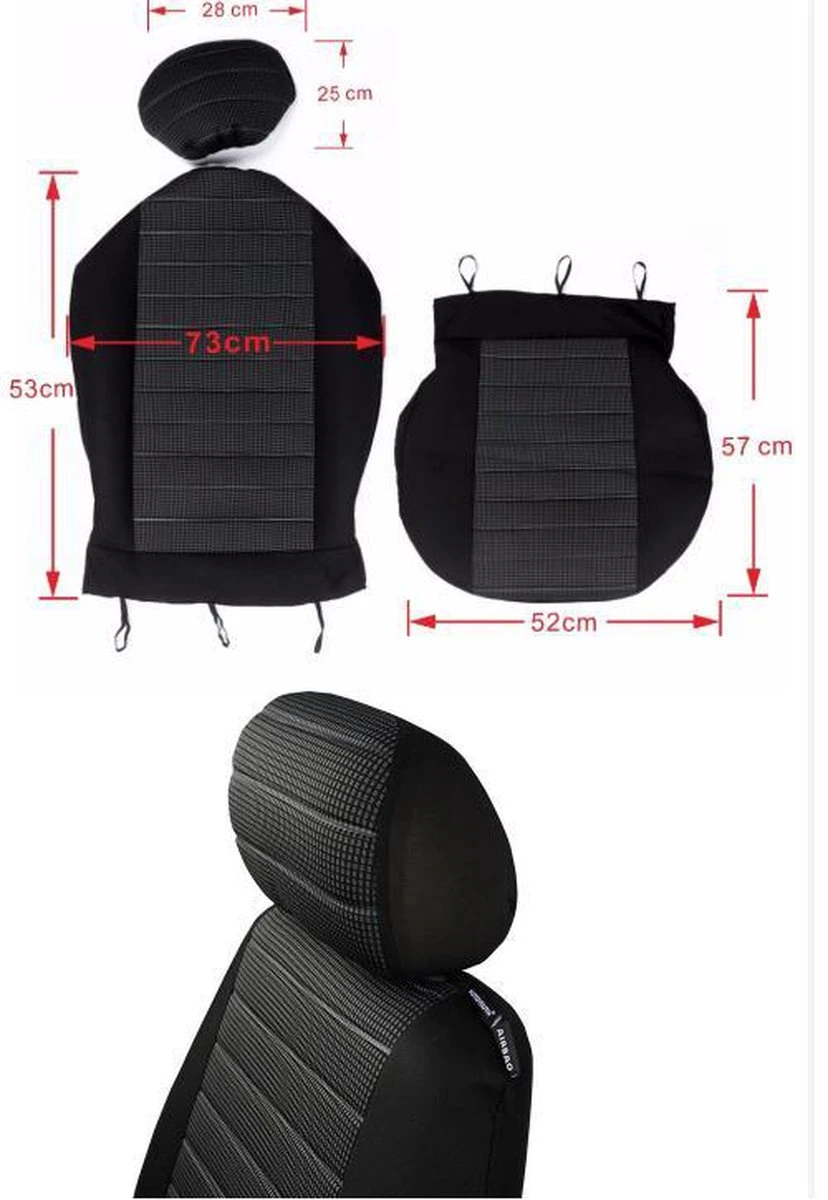 Merkloos Stoelhoes Auto - Universele Autostoelhoezen - Bestuurder/Bijrijder Stoelhoes (Geen Achterbank) - Stijlvol - Zwart/Grijs 6 Merkloos Stoelhoes Auto - Universele Autostoelhoezen - Bestuurder/Bijrijder Stoelhoes (Geen Achterbank) - Stijlvol - Zwart/Grijs - Afbeelding 4