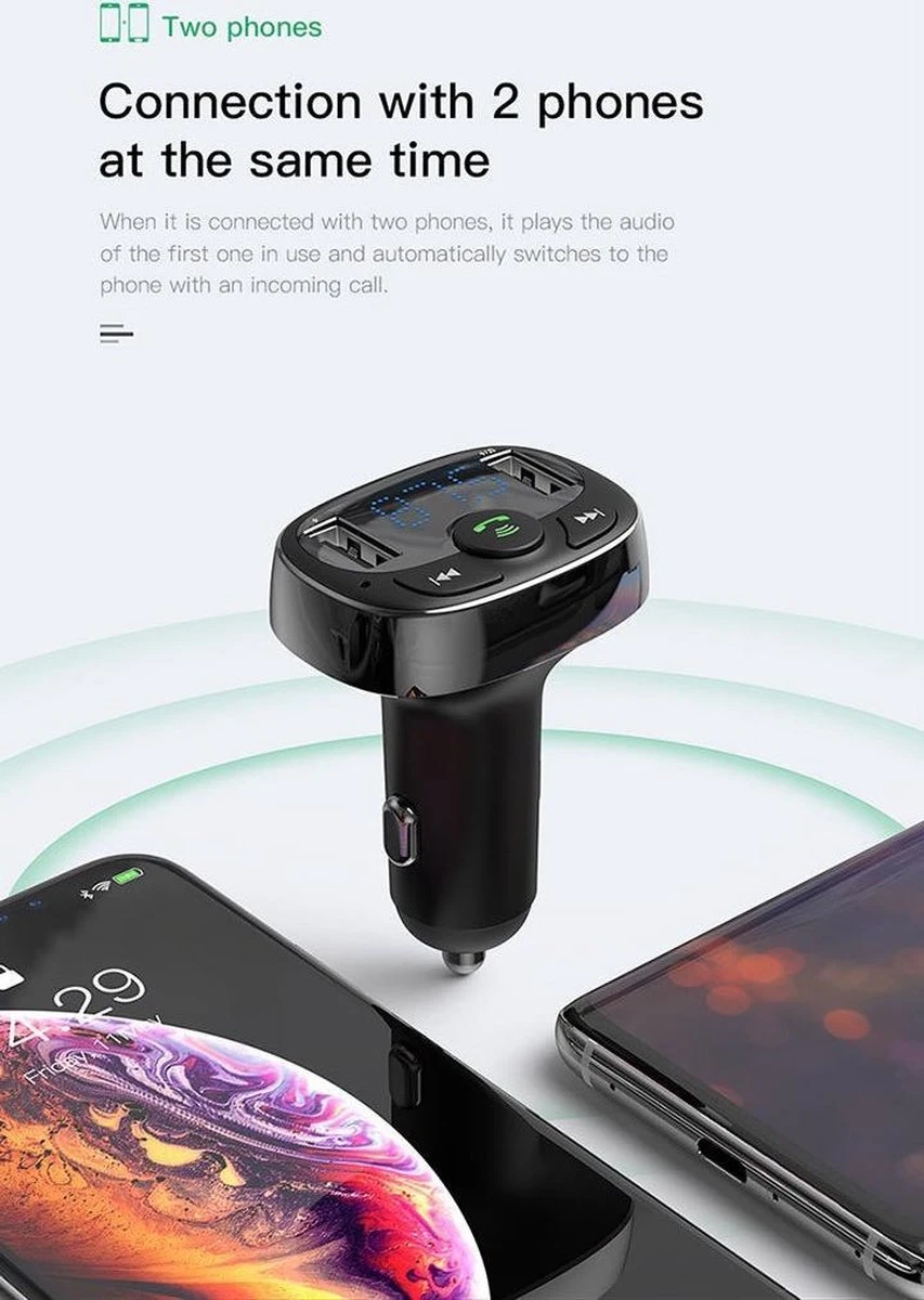 Baseus Baseus Bluetooth Muziek FM Transmitter En Dubbele USB Poort Autolader 12 Baseus Baseus Bluetooth Muziek FM Transmitter En Dubbele USB Poort Autolader - Afbeelding 10