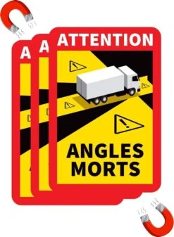 Dode Hoek Magneet Sticker Frankrijk - Vrachtwagen - Camper | Angles Morts Magneetsticker | Voordeelset 3x -Auto-Onderdelenwinkel 880x1200