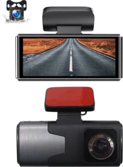 Ossora Dual Dashcam 4K - GPS - Voor- En Achtercamera - Incl Gps Adapter En 64gb Sd Card - 3 Inch Scherm - 170 Graden Hoek - Parkeerstand En Beveiliging