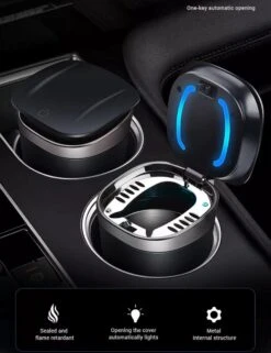 Merkloos Auto Prullenbak | Prullenbak Auto Bekerhouder | Auto Prullenbak Met Licht | Prullenbak Drankhouder Auto