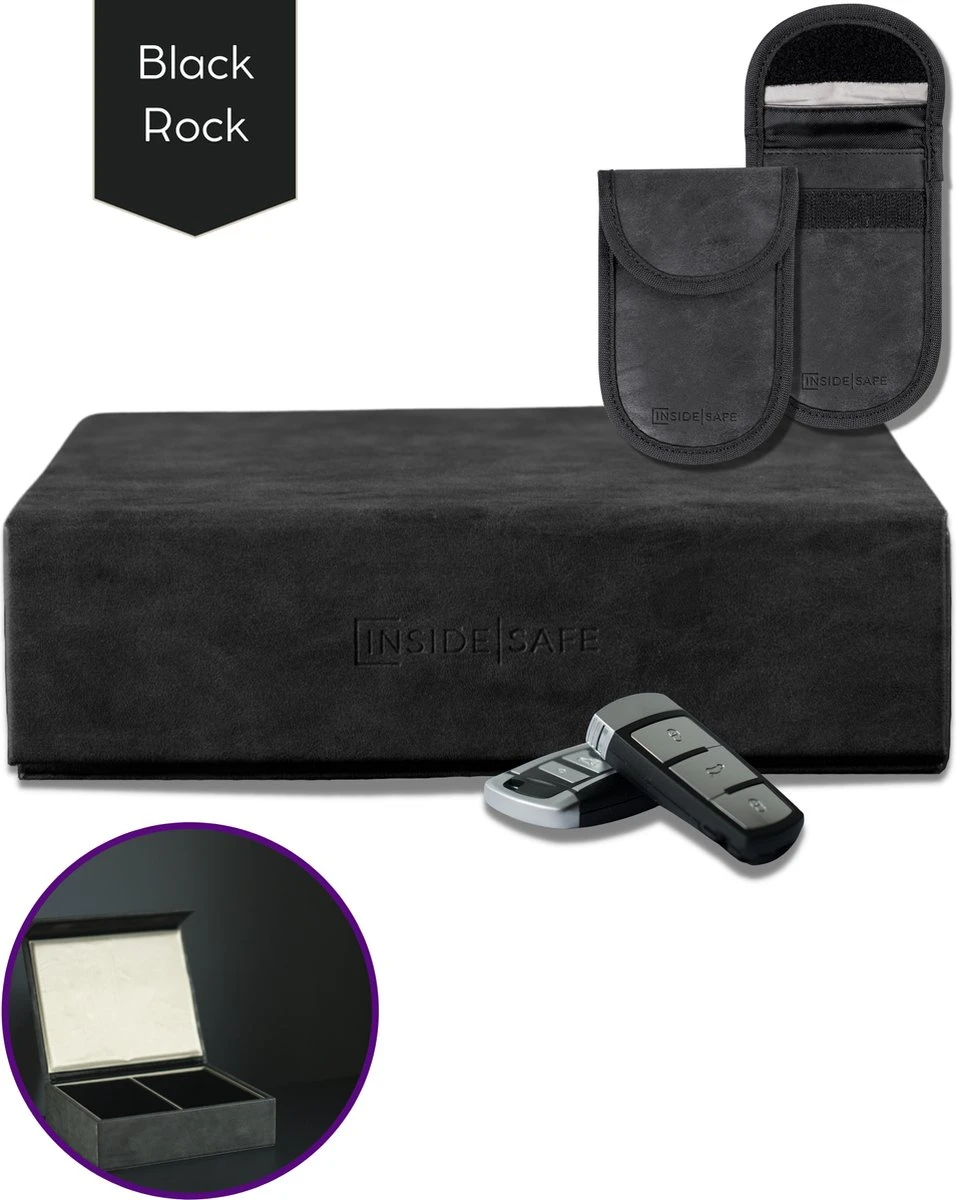 Inside Safe Faraday Box Autosleutel - Black Rock - Autosleutel RFID Antidiefstal - Keyless Entry Hoesje - 2 Stuks - RFID Beschermhoes Autosleutel 3 Inside Safe Faraday Box Autosleutel - Black Rock - Autosleutel RFID Antidiefstal - Keyless Entry Hoesje - 2 Stuks - RFID Beschermhoes Autosleutel