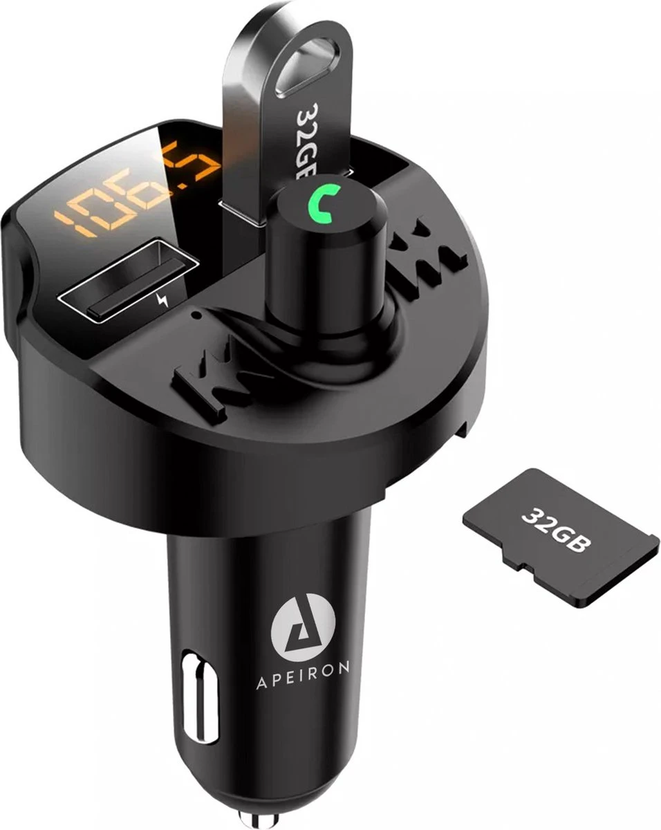 Apeiron Auto FM Transmitter - Bluetooth - Handsfree Bellen - USB - Carkit - Audio Receiver - Oplaadfunctie - Auto Accessoires 3 Apeiron Auto FM Transmitter - Bluetooth - Handsfree Bellen - USB - Carkit - Audio Receiver - Oplaadfunctie - Auto Accessoires